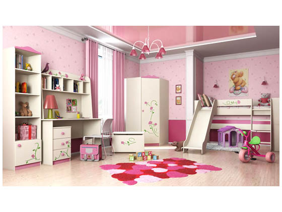 Модульная детская мебель Тедди с декором Розалия, Сакура с ЛДСП