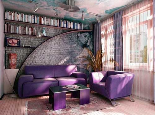 фиолетовый диван