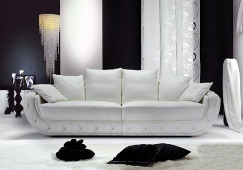 кожаный диван белого цвета