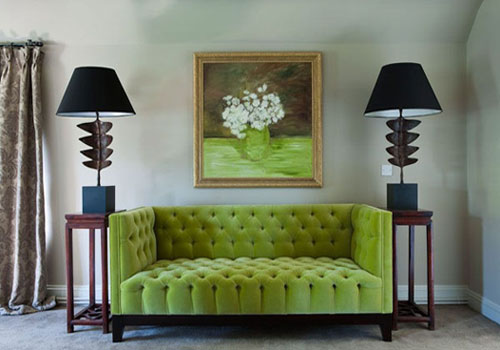 свежий зеленый оттенок дивана