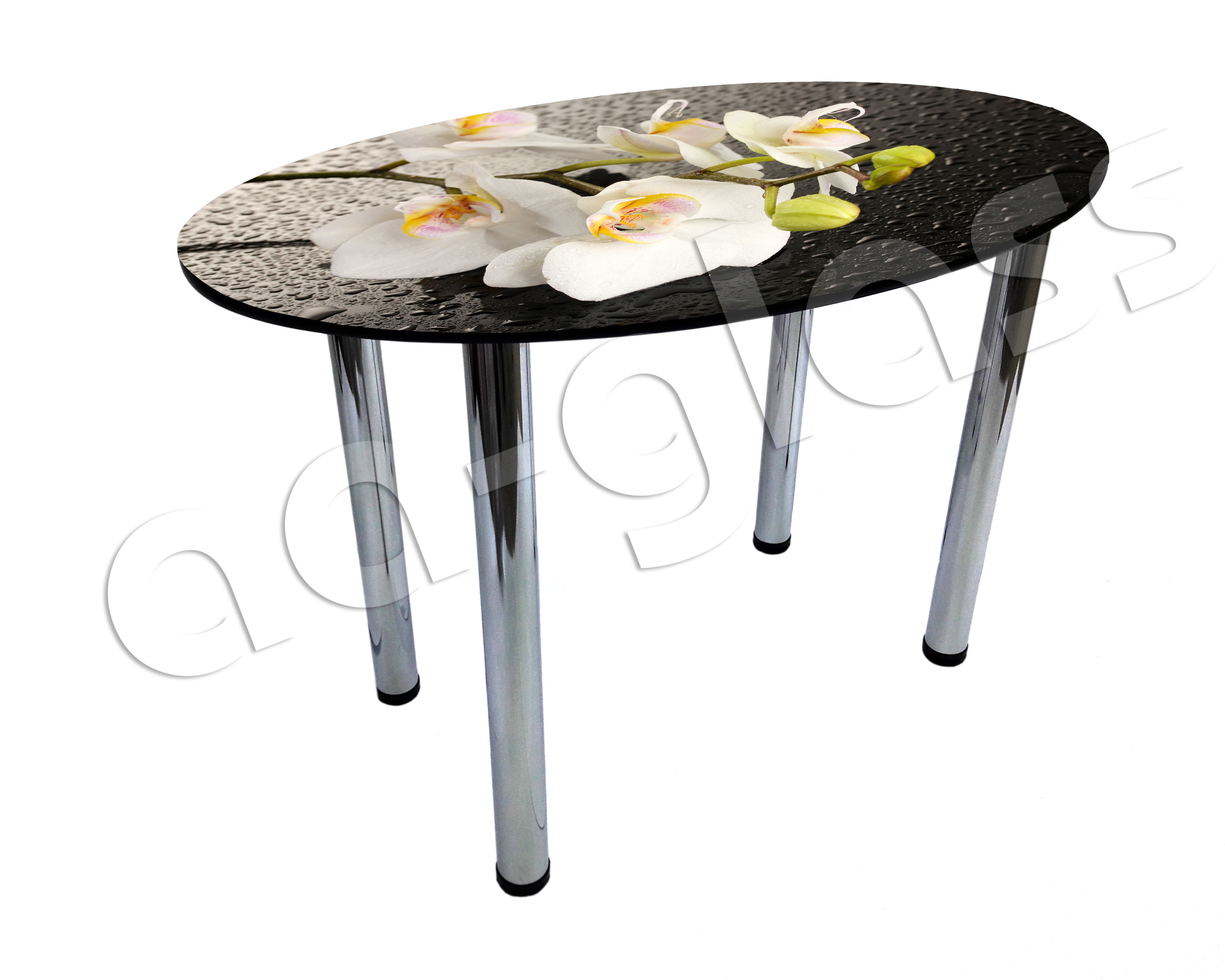 стол круглый кухонный стеклянный с фотопечатью