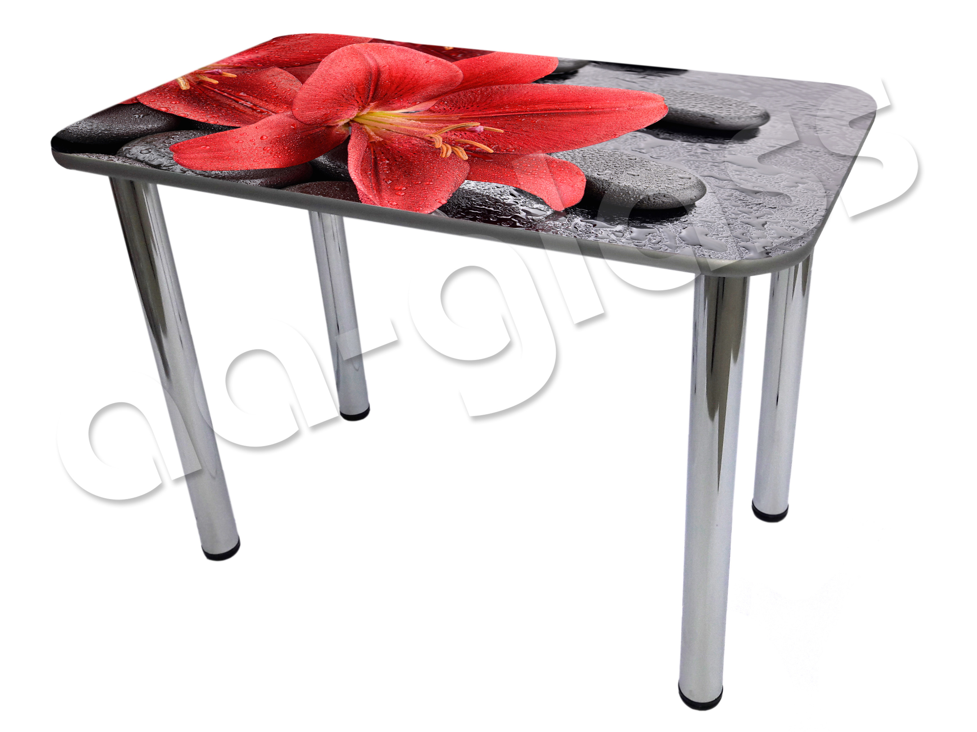 кухонный стол со стеклянной столешницей с фотопечатью