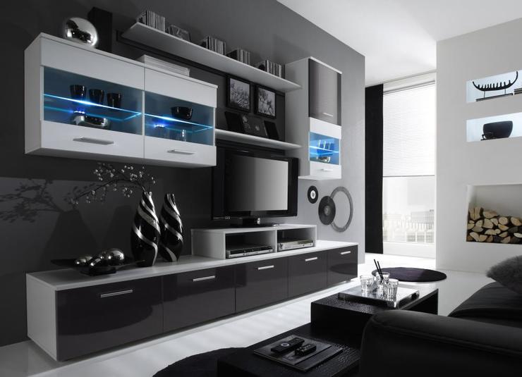 Горка черно-белая с синей подсветкой