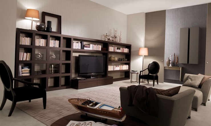 стеллаж в гостиной