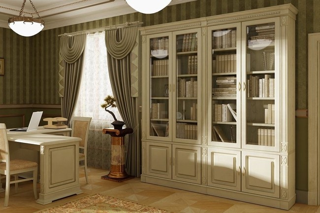 Nabor korpusnoj mebeli dlya biblioteki verdi 4 p196n4d8 slonovaya kost 