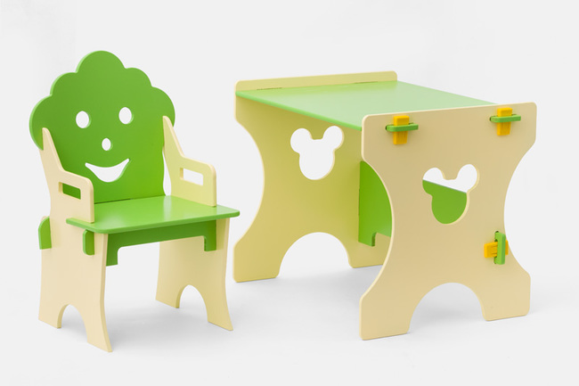 Detskij stolik i stulchik gnom semicvetiki salatovo bezhevyj