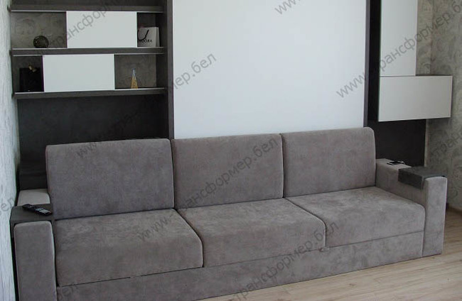 Shkaf krovat s serym divanom