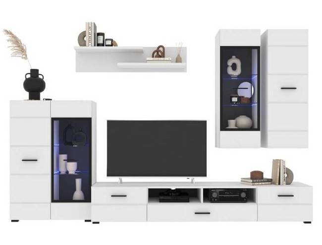 Gostinaja neo 2 s podsvetkoj belaja shagren interlinija foto 1 800x800