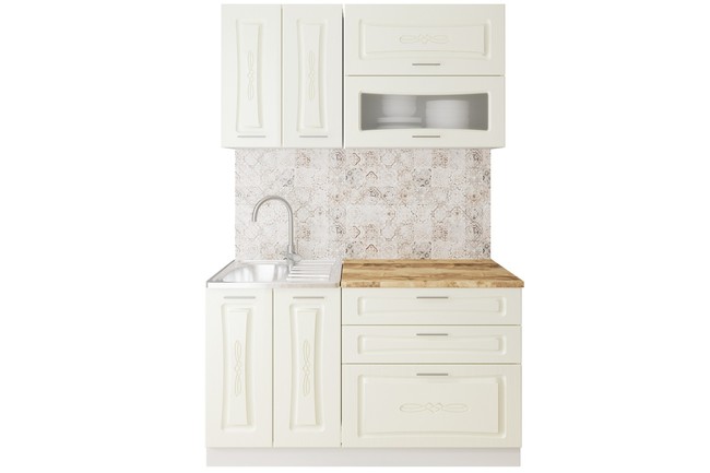 Nabor mebeli dlya kuhni adel proekt sn 114 so steklom mdf 14m zhemchug teksturnyj