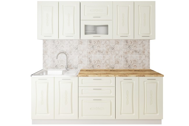 Nabor mebeli dlya kuhni adel proekt sn 114 so steklom mdf 22m zhemchug teksturnyj