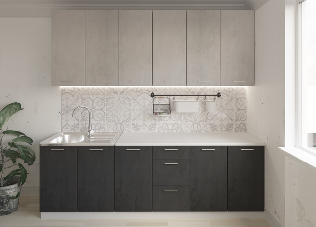 Nabor mebeli dlya kuhni elza proekt sn 114 bez stekla mdf 26m beton belyj beton grafit